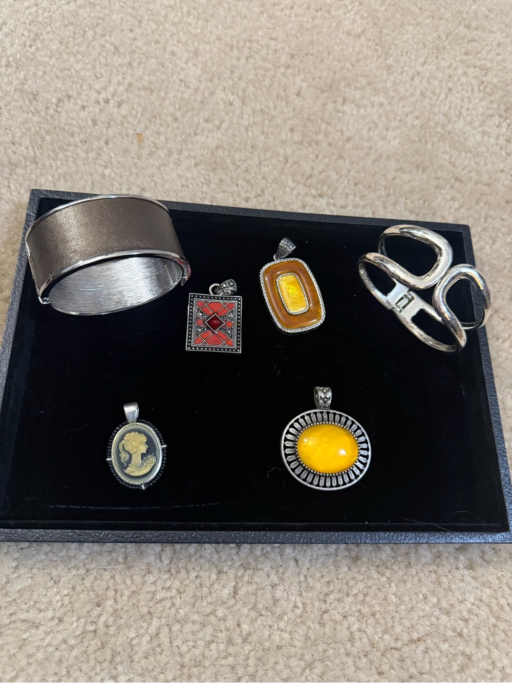 Lia Sophia Bundle of Mixed Silver-Tone Jewelry Lot with Yellow Accent Pendants